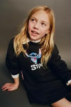 Лило и стич disney мягкое платье ZARA, антрацитово-серый