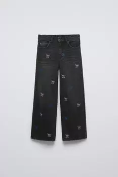 Лило и стич disney широкие джинсы ZARA, черный
