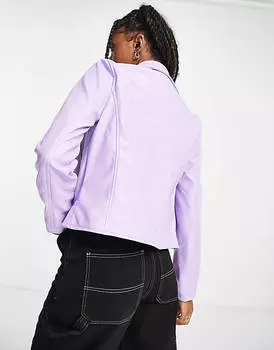 Лиловая байкерская куртка из искусственной кожи ASOS DESIGN