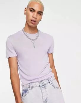 Лиловая футболка с эффектом льна ASOS DESIGN