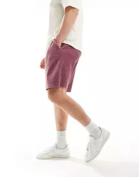 Лилово-фиолетовые велюровые шорты в рубчик оверсайз ASOS DESIGN