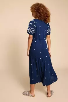 Лиловое платье с вышивкой White Stuff, синий