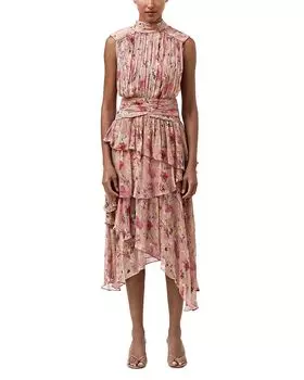 Лиловый цветочный миди-сарафан без рукавов Lily Flower PatBO, мультиколор