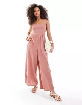 Лиловый комбинезон широкого кроя с овальным вырезом ASOS DESIGN