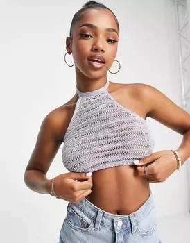 Лиловый топ с блестками и бретельками Miss Selfridge крючком