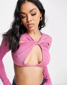 Лиловый топ с длинными рукавами с вырезами ASOS DESIGN