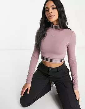 Лиловый укороченный топ с длинными рукавами и лентами adidas Originals Retro Sport