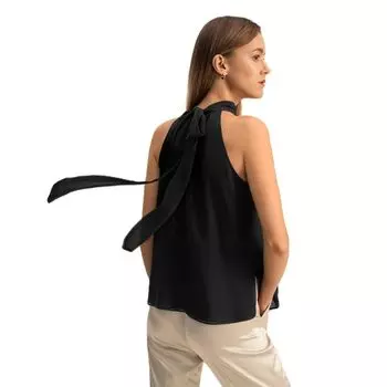 LILYSILK Женский шелковый топ с воротником-бретелькой и бретельками из жоржетта Lilysilk