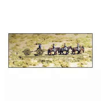 Limbered Cannon №1 с командой — США, Micro Force American Civil War Figures - Limbered Artillery (10mm)