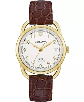 LIMITED EDITION Женские швейцарские автоматические часы Joseph Bulova с коричневым кожаным ремешком, 34,5 мм, коричневый