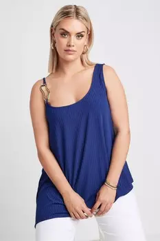 Лимитированная коллекция, жилет с металлической отделкой в рубчик Yours Curve, синий