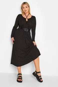 Лимитированное платье мидакси с завязкой у выреза Yours, черный