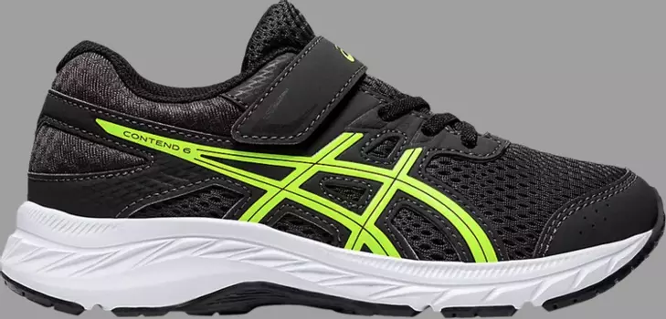 Лимитированные кроссовки gel contend 6 ps 'graphite safety yellow' Asics, серый