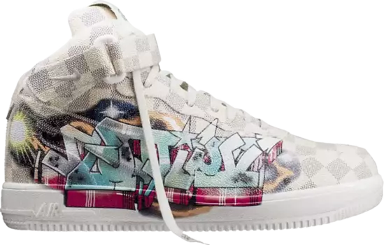 Лимитированные кроссовки Nike Louis Vuitton x Air Force 1 Mid 'Graffiti', белый