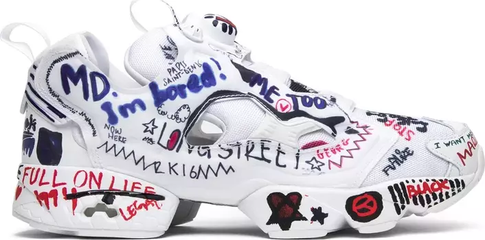 Лимитированные кроссовки vetements x instapump fury 'graffiti - white' Reebok, белый