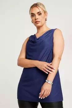 Лимитированный текстурированный топ с воротником-хомутом Yours, синий