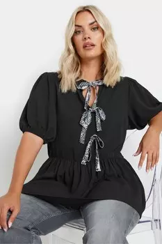 Лимитированный топ с бантом и принтом змеи Yours Curve, черный