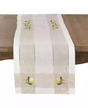 Лимонная беговая дорожка для вышивки мережкой Saro Lifestyle, слоновая кость