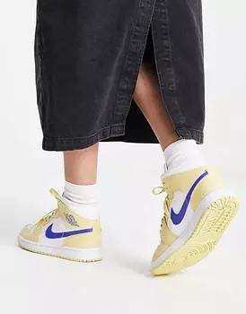 Лимонные кроссовки Jordan AJ1 Mid