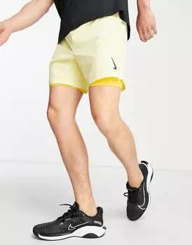 Лимонные тканые шорты Nike Yoga 2 in 1