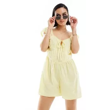 Лимонный комбинезон добби с корсетом на талии ASOS DESIGN