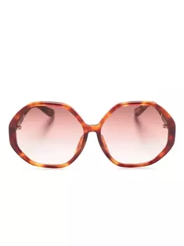 Linda Farrow Paloma hexagonal-frame tortoiseshell-effect sunglasses, синий