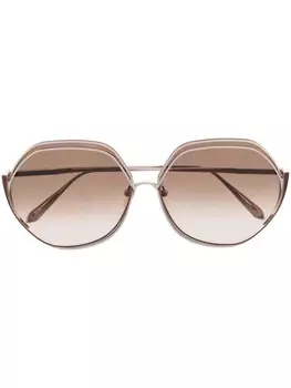 Linda Farrow солнцезащитные очки Aspen в круглой оправе, серебристый