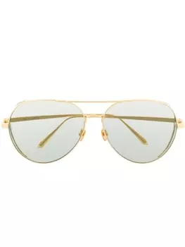 Linda Farrow солнцезащитные очки-авиаторы, золотистый
