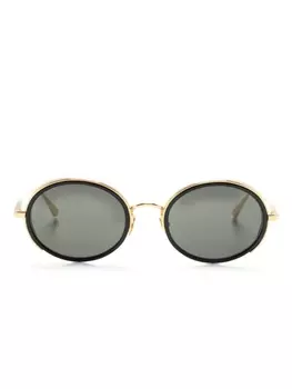 Linda Farrow солнцезащитные очки Finn в овальной оправе, золотой