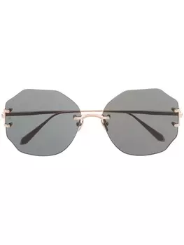 Linda Farrow солнцезащитные очки Lisette в геометричной оправе, золотистый