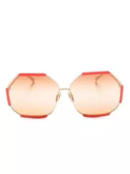 Linda Farrow солнцезащитные очки Margot в массивной оправе, красный