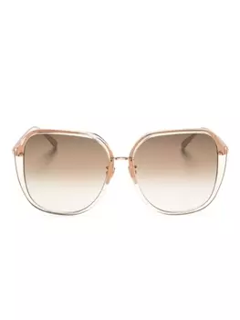 Linda Farrow солнцезащитные очки Sofia в массивной оправе, нейтральный цвет