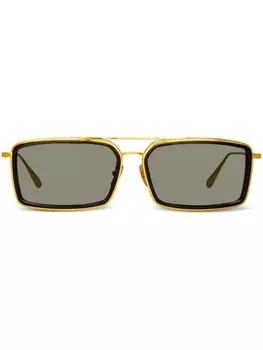 Linda Farrow солнцезащитные очки в квадратной оправе, золотистый