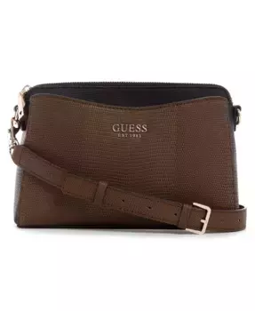 Линди Смолл кроссбоди с тремя отделениями для девушек GUESS, коричневый