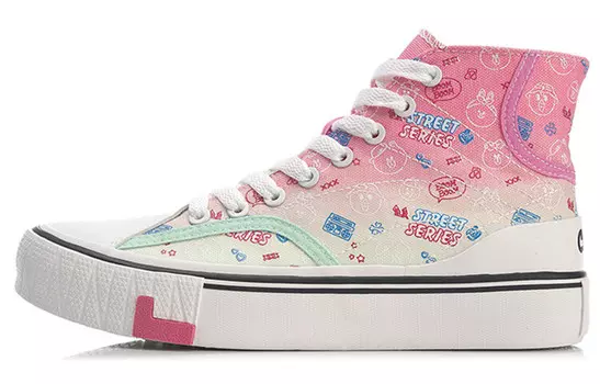 Line Friends X Wave Canvas Shoes Women's High-top Brilliant Purple Red Lining
