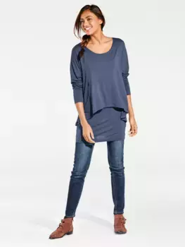 LINEA TESINI by Heine рубашка с круглым вырезом "рубашка с круглым вырезом", джинсовый