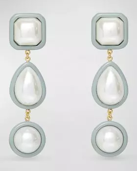 Линейные серьги с жемчугом и смолой Lele Sadoughi, цвет Pearl Fog 100