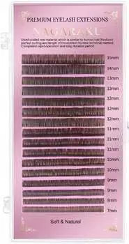 Линий Project Lashes, Nagaraku Premium Eyelashes Brown C 0,07 Mix, 16