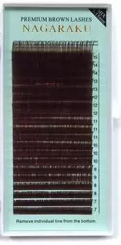 Линий Project Lashes, Nagaraku Premium Eyelashes Brown D 0.10 Mix 20