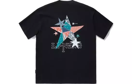 LiNing Футболка с заниженной линией плеч, унисекс, черная