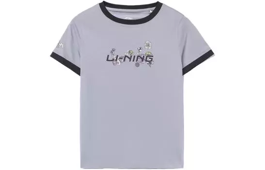 LINING Спортивная модная коллекция футболок, женская, светло-пыльно-фиолетовые