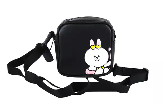 LINING Сумка через плечо Line Friends из искусственной кожи, обычная, унисекс, черная