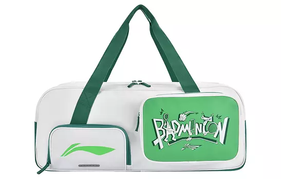 LINING Сумка для бадминтонной ракетки из искусственной кожи с подкладкой, на одно плечо, обычная, унисекс, белая, зеленая