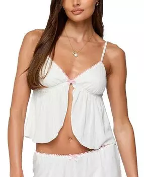 Linny Топ с ажурной вязкой и разрезом спереди Edikted, белый