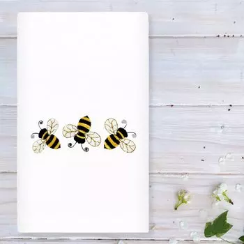 Linum Домашний текстиль Bee Dance Вышитое роскошное турецкое хлопковое полотенце для рук, белый