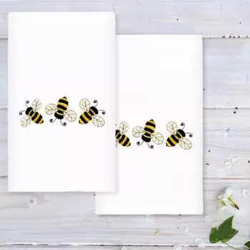 Linum Домашний текстиль Bee Dance Вышитые роскошные турецкие хлопковые полотенца для рук Набор из 2 упаковок