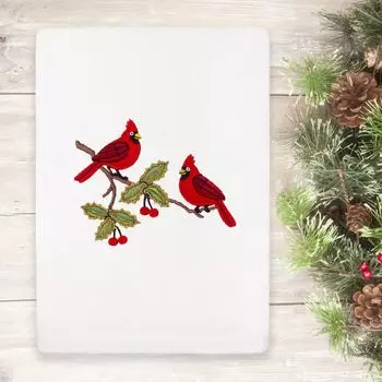 Linum Домашний текстиль Рождественская красная пара вышитых роскошных турецких хлопковых полотенец для рук, белый