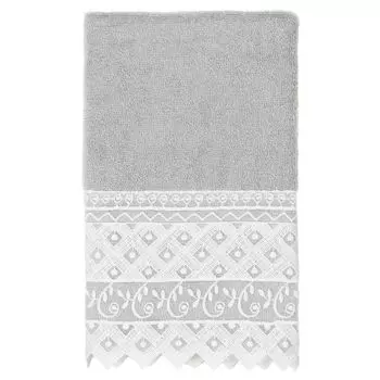 Linum Домашний текстиль, турецкий хлопок Aiden, комплект из 3 белых кружевных полотенец с украшением, бежевый