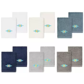 Linum Домашний текстиль, турецкий хлопок Feliz, набор из 2 украшенных мочалок, темно-синий