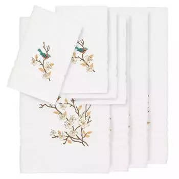 Linum Домашний текстиль Турецкий хлопок Весенний набор украшенных полотенец из 8 предметов, белый